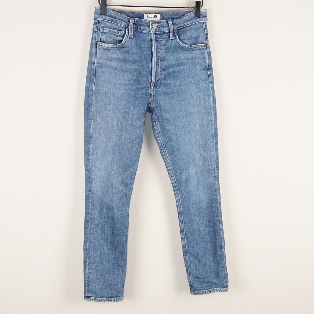 AGOLDE Nico High Rise Slim Button Fly Blue Jeans Womens Sz 26